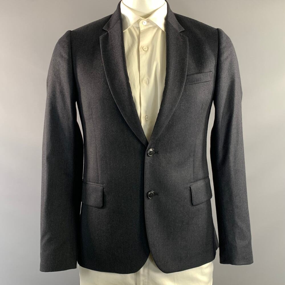 PAUL SMITH Chest Size 40 Grey Dark Grey Wool Silk Notch Lapel Sport Coat
